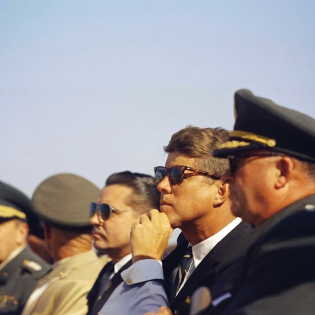 JFK and military leaders wearing AO Eyewear sunglasses