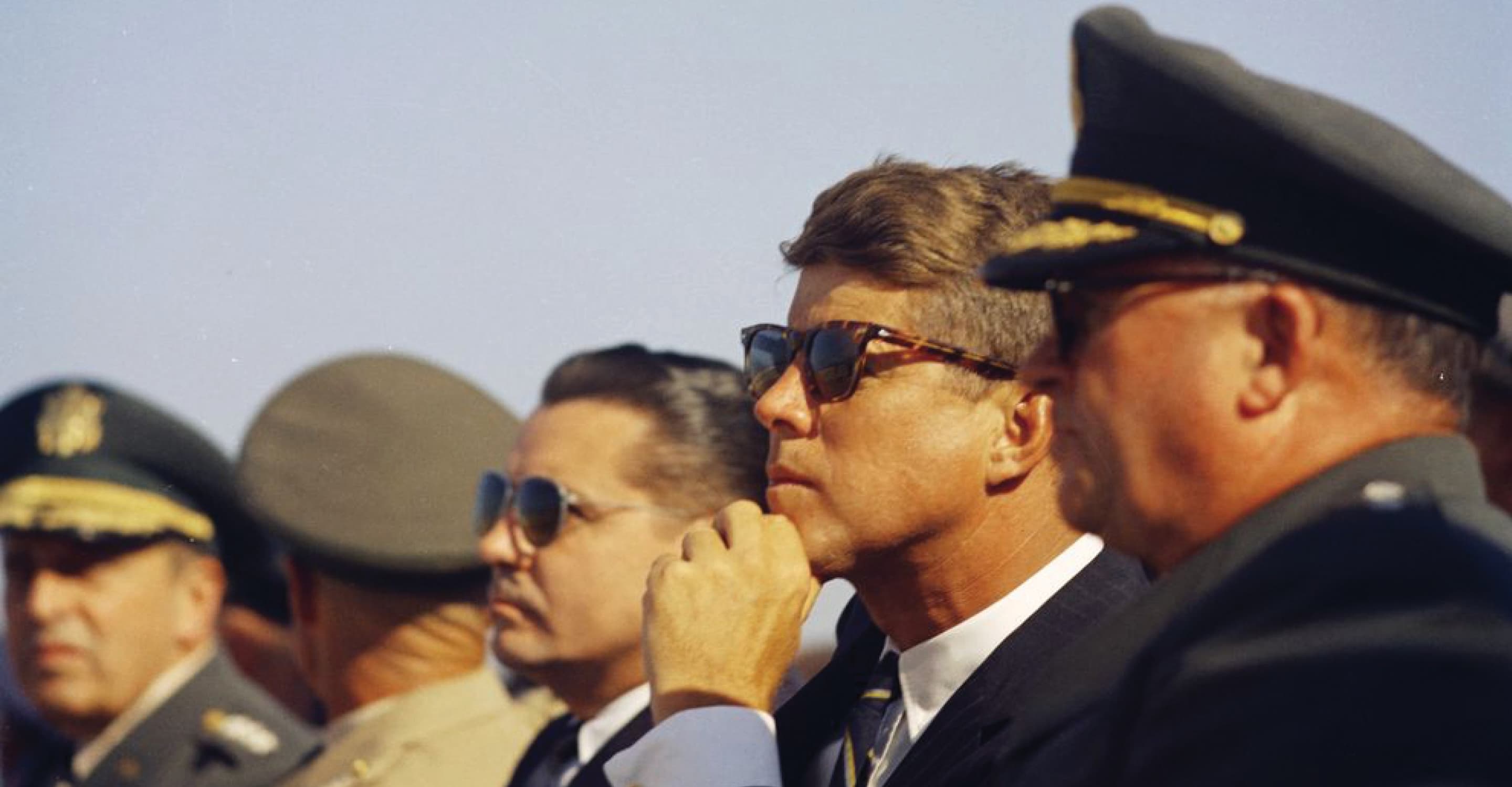 JFK and military leaders wearing AO Eyewear sunglasses