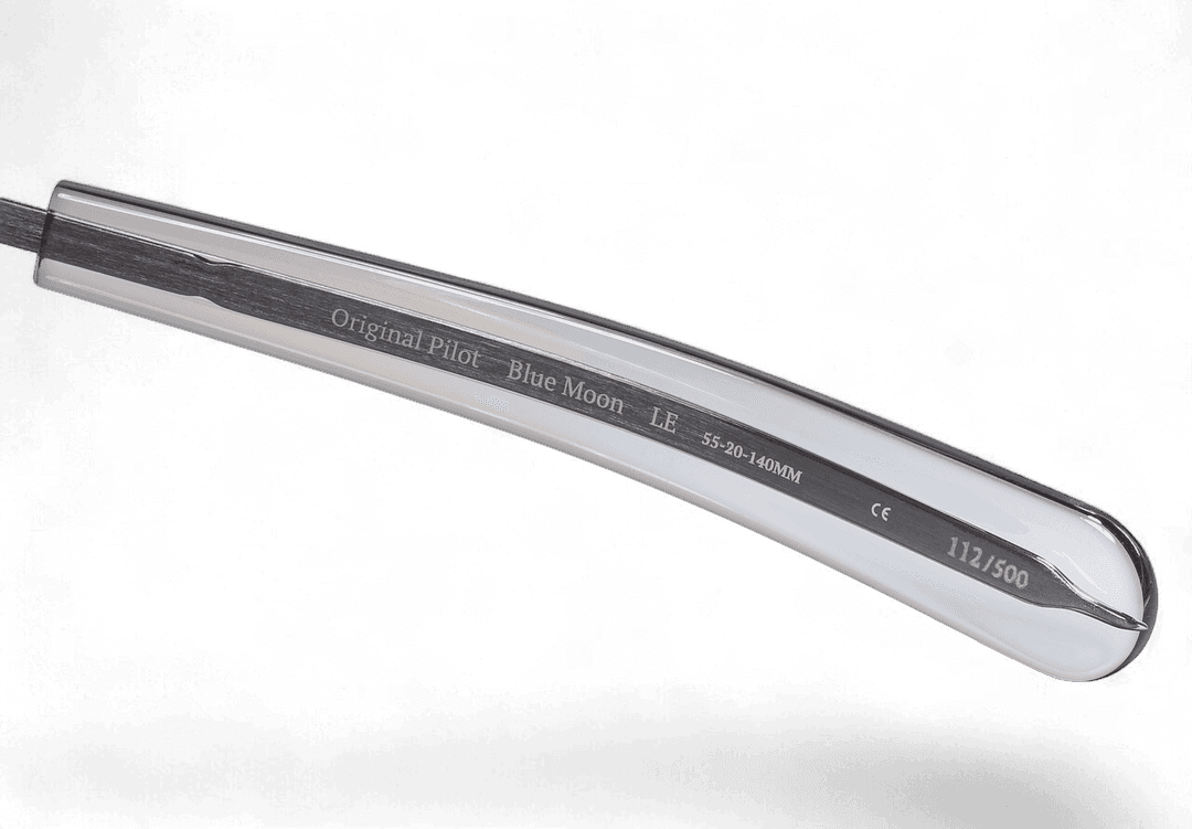 AO Original Pilot Blue Moon temples closeup with serialization