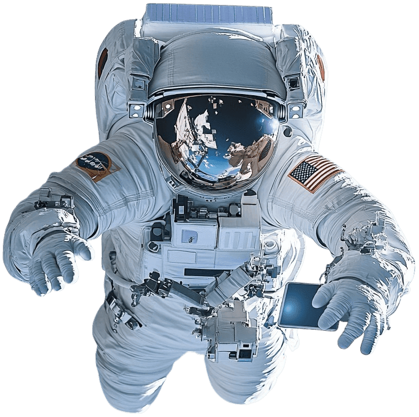 Nasa astronaut in space with earth reflecting in visor